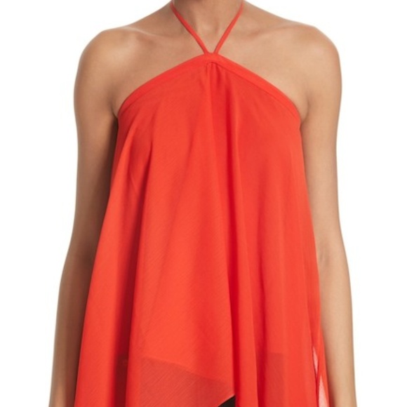 Alice + Olivia Tops - ALICE + OLIVIA Red Tish Chiffon Halter Top